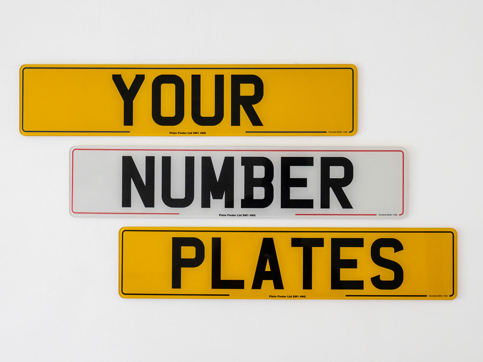 Number plates with borders